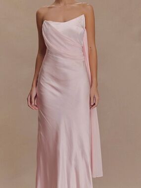 Meshki Pale Pink Carah Satin And Chiffon Maxi